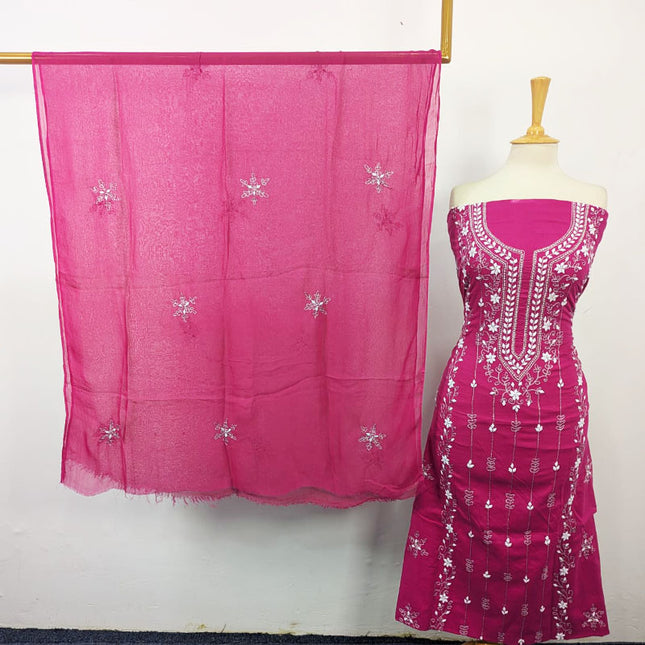 Fancy Lawn with Aplic Work 3Pc Unstitched