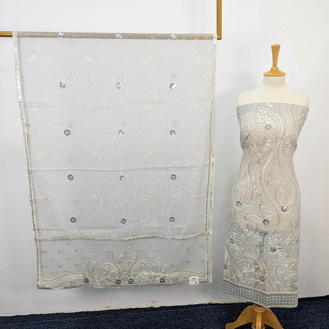 Fancy Embroidered Khaadi Net 2PC unstitched