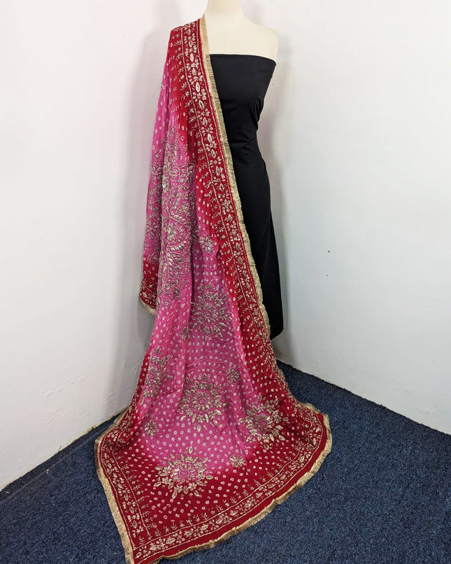 Fancy Chunnri Gotta & Mirror Work Silk Dupatta (Ready To Wear)