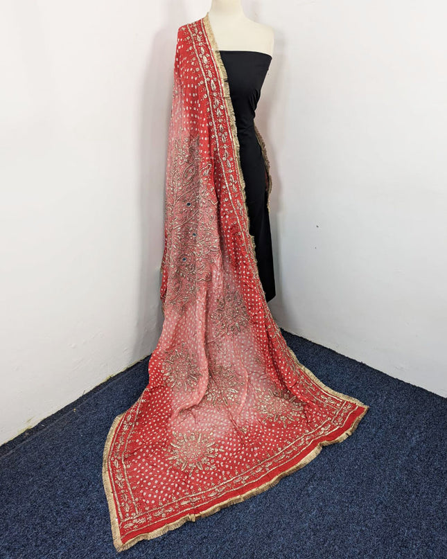 Fancy Chunnri Gotta & Mirror Work Silk Dupatta (Ready To Wear)