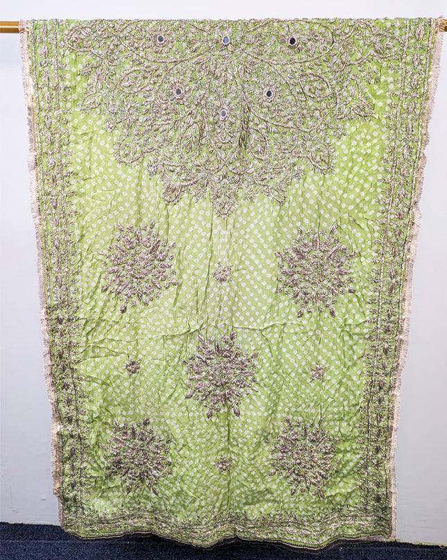 Silk with Handmade Chunnri Gotta & Mirror Work Dupatta