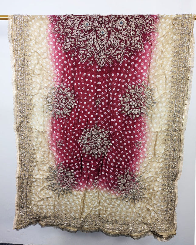 Fancy Chunnri Gotta & Mirror Work Silk Dupatta (Ready To Wear)