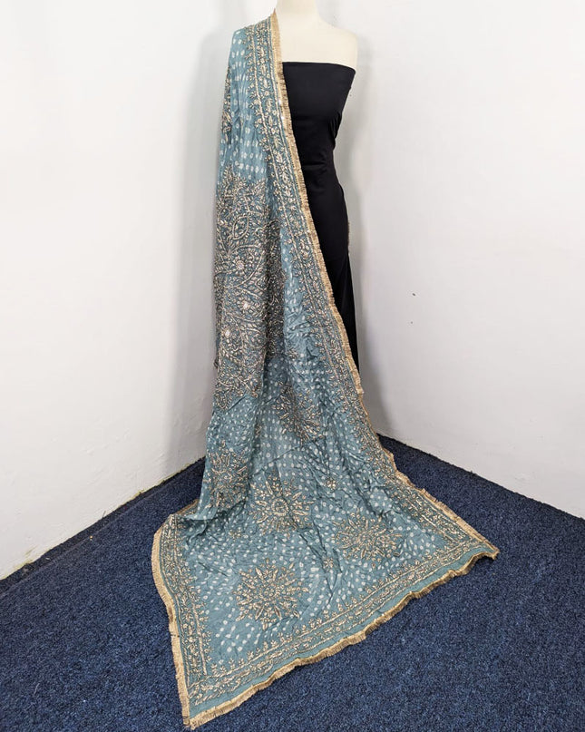 Silk with Handmade Chunnri Gotta & Mirror Work Dupatta