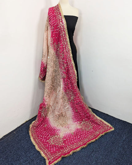 Fancy Chunnri Gotta & Mirror Work Silk Dupatta (Ready To Wear)