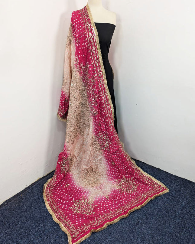 Fancy Chunnri Gotta & Mirror Work Silk Dupatta (Ready To Wear)