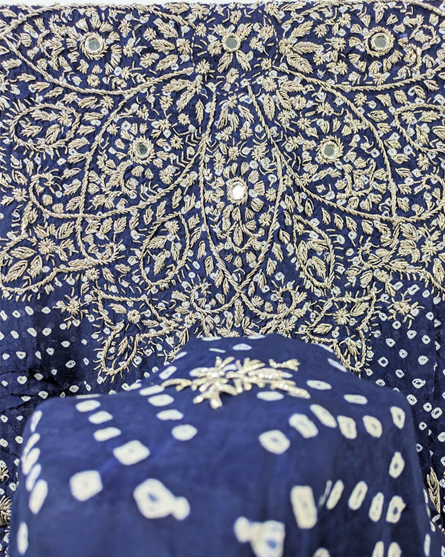 Silk with Handmade Chunnri Gotta & Mirror Work Dupatta