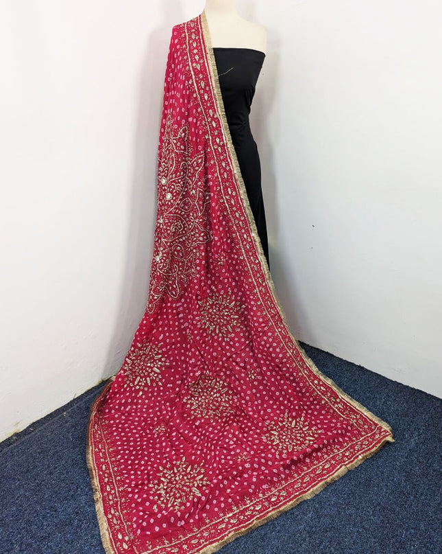 Silk with Handmade Chunnri Gotta & Mirror Work Dupatta