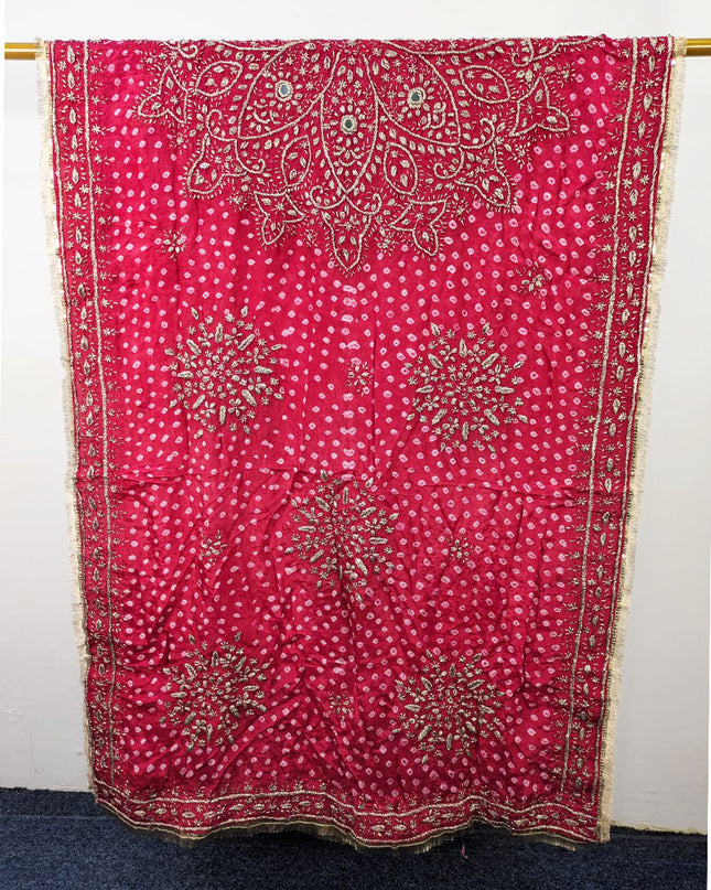 Silk with Handmade Chunnri Gotta & Mirror Work Dupatta