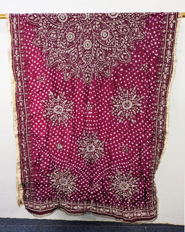 Silk with Handmade Chunnri Gotta & Mirror Work Dupatta