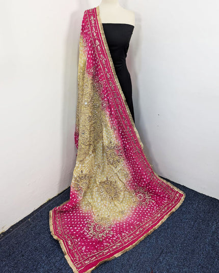 Fancy Chunnri Gotta & Mirror Work Silk Dupatta (Ready To Wear)