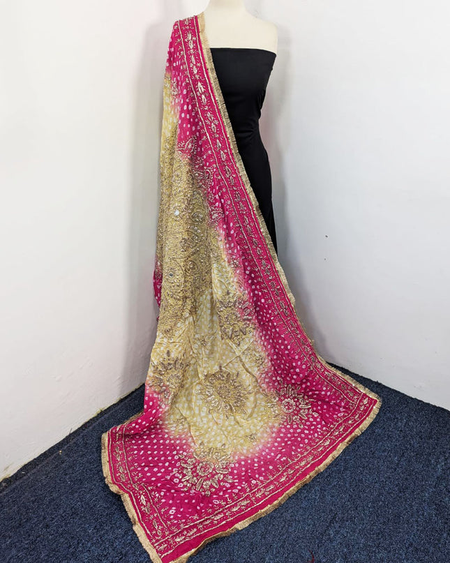 Fancy Chunnri Gotta & Mirror Work Silk Dupatta (Ready To Wear)