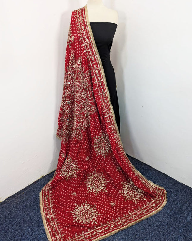 Silk with Handmade Chunnri Gotta & Mirror Work Dupatta