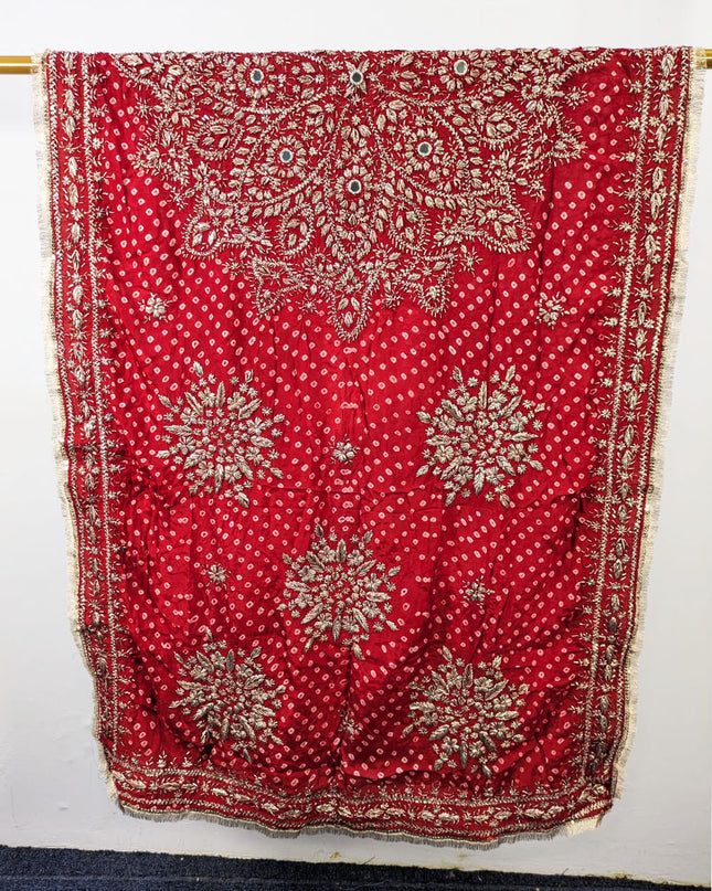 Silk with Handmade Chunnri Gotta & Mirror Work Dupatta