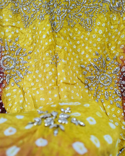 Handmade Chunnri Gotta & Mirror Work Silk Dupatta (Ready To Wear)