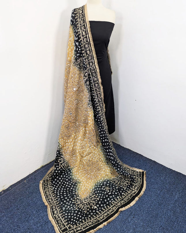 Handmade Chunnri Gotta & Mirror Work Silk Dupatta (Ready To Wear)