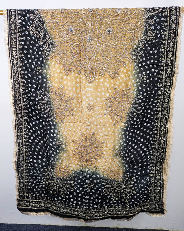 Handmade Chunnri Gotta & Mirror Work Silk Dupatta (Ready To Wear)