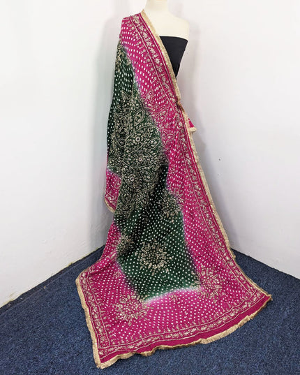 Handmade Chunnri Gotta & Mirror Work Silk Dupatta (Ready To Wear)