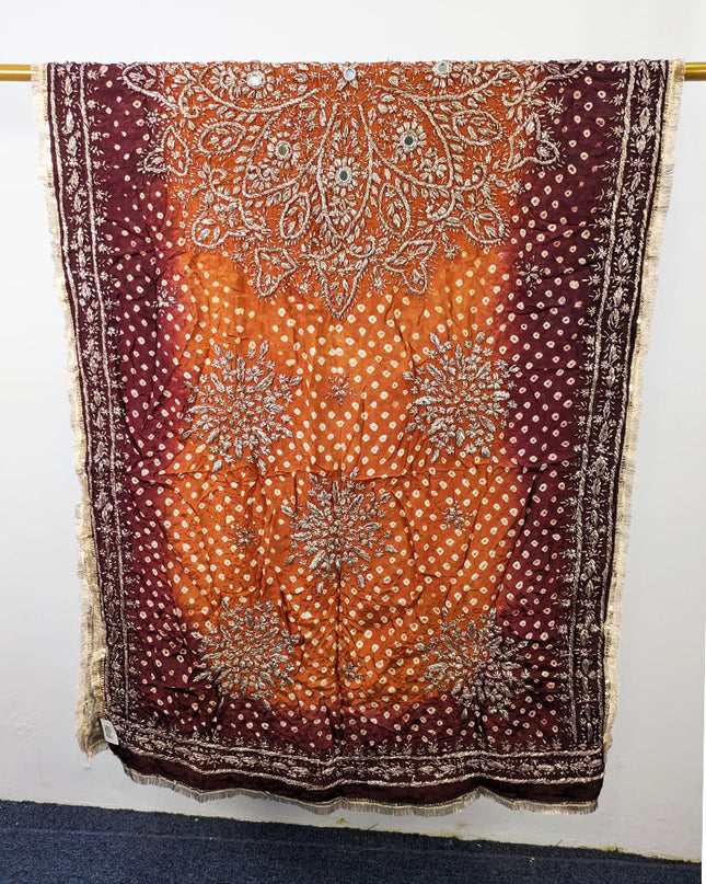 Handmade Chunnri Gotta & Mirror Work Silk Dupatta (Ready To Wear)