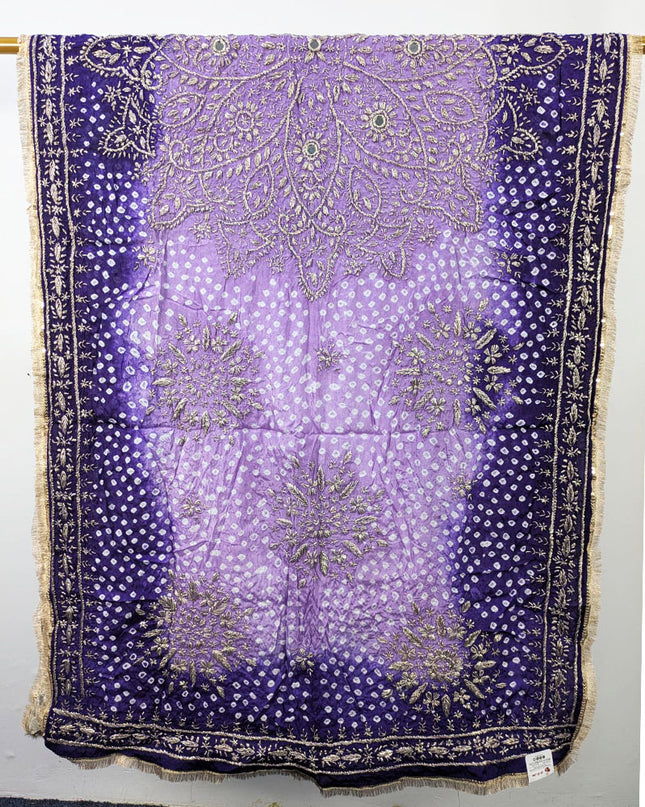 Handmade Chunnri Gotta & Mirror Work Silk Dupatta (Ready To Wear)