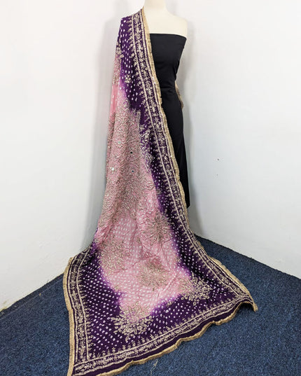 Handmade Chunnri Gotta & Mirror Work Silk Dupatta (Ready To Wear)