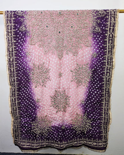 Handmade Chunnri Gotta & Mirror Work Silk Dupatta (Ready To Wear)