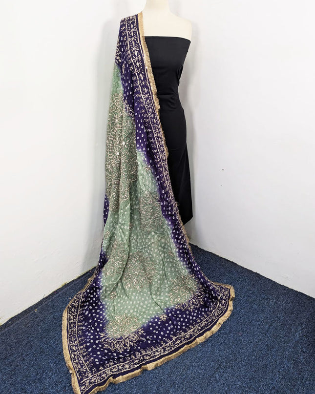 Handmade Chunnri Gotta & Mirror Work Silk Dupatta (Ready To Wear)