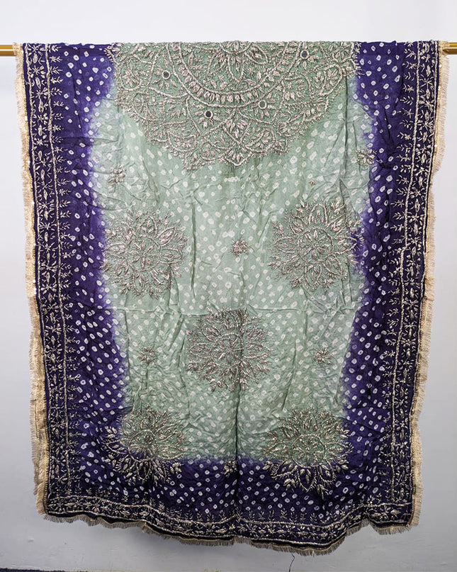 Handmade Chunnri Gotta & Mirror Work Silk Dupatta (Ready To Wear)