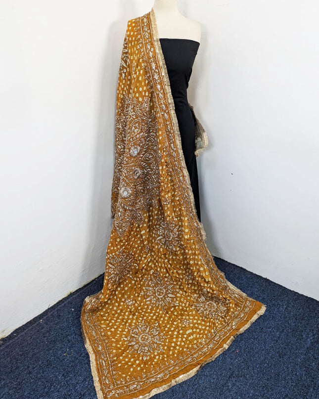 Silk with Handmade Chunnri Gotta & Mirror Work Dupatta