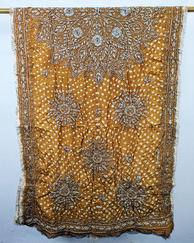 Silk with Handmade Chunnri Gotta & Mirror Work Dupatta