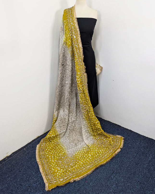 Handmade Chunnri Gotta & Mirror Work Silk Dupatta (Ready To Wear)