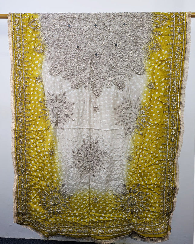 Handmade Chunnri Gotta & Mirror Work Silk Dupatta (Ready To Wear)