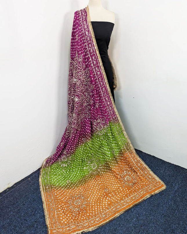 Fancy Chunnri Gotta & Mirror Work Silk Dupatta (Ready To Wear)