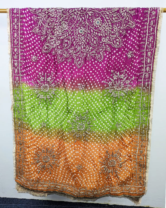 Fancy Chunnri Gotta & Mirror Work Silk Dupatta (Ready To Wear)