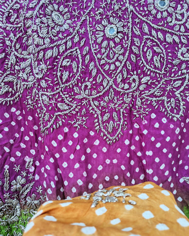 Fancy Chunnri Gotta & Mirror Work Silk Dupatta (Ready To Wear)