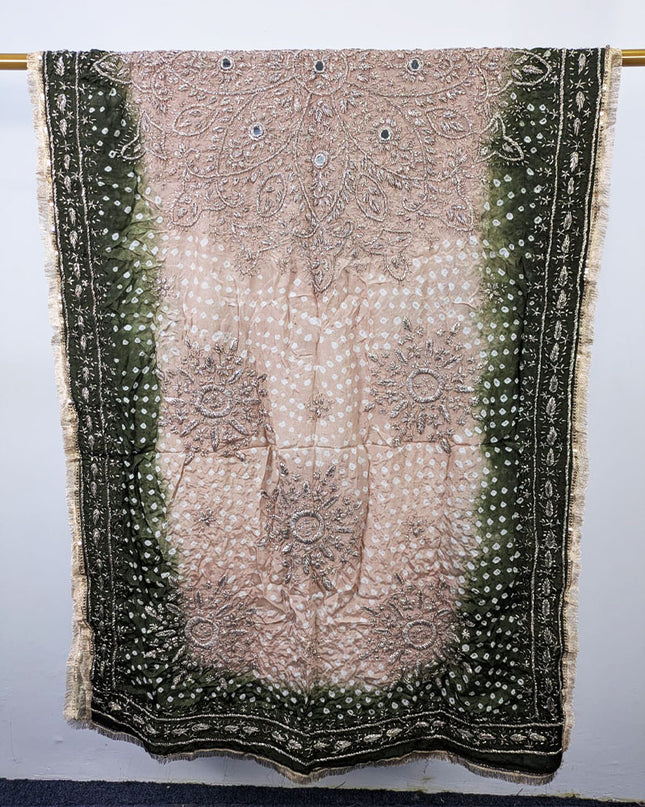 Handmade Chunnri Gotta & Mirror Work Silk Dupatta (Ready To Wear)