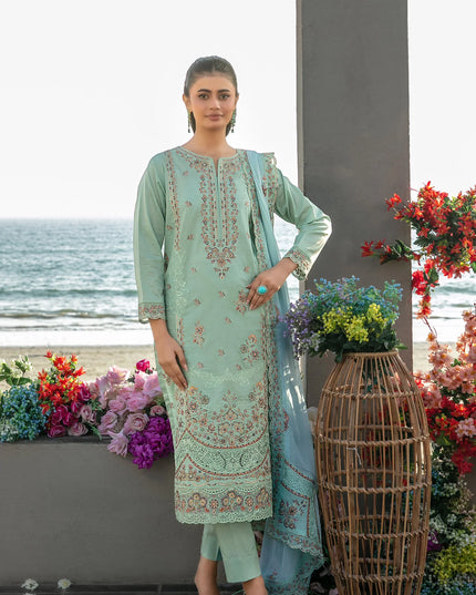 Fancy Embroidered Lawn with Chiffon Dupatta 3Pc - Tawakkal 2026