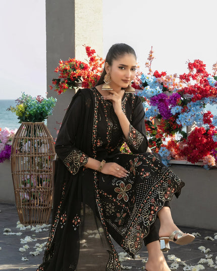 Fancy Embroidered Lawn with Chiffon Dupatta 3Pc - Tawakkal 2026
