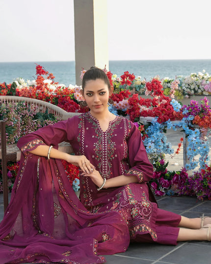Fancy Embroidered Lawn with Chiffon Dupatta 3Pc - Tawakkal 2026