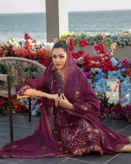 Fancy Embroidered Lawn with Chiffon Dupatta 3Pc - Tawakkal 2026