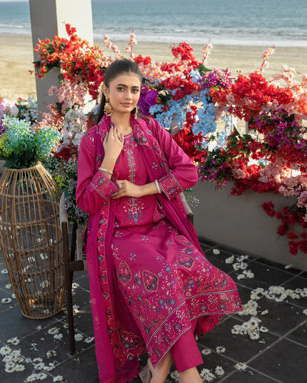 Fancy Embroidered Lawn with Chiffon Dupatta 3Pc - Tawakkal 2026