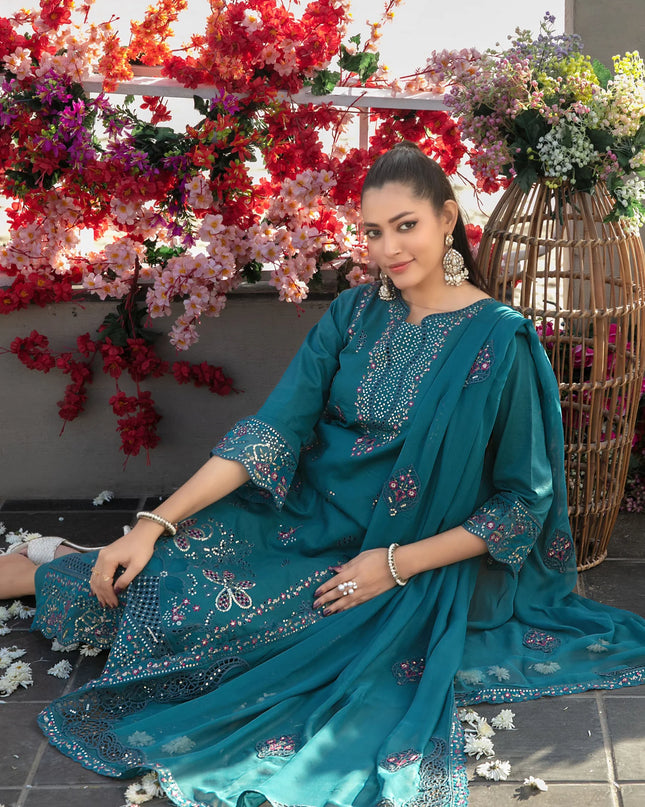 Fancy Embroidered Lawn with Chiffon Dupatta 3Pc - Tawakkal 2026
