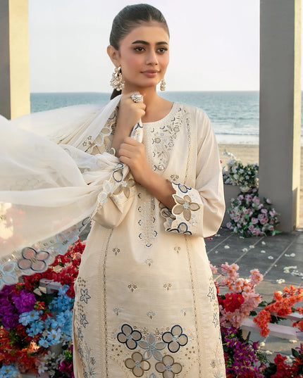 Fancy Embroidered Lawn with Chiffon Dupatta 3Pc - Tawakkal 2026