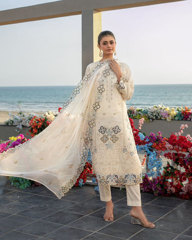 Fancy Embroidered Lawn with Chiffon Dupatta 3Pc - Tawakkal 2026