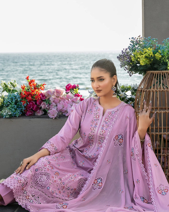 Fancy Embroidered Lawn with Chiffon Dupatta 3Pc - Tawakkal 2026