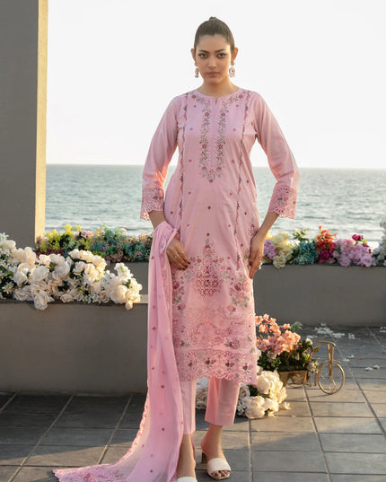 Fancy Embroidered Lawn with Chiffon Dupatta 3Pc - Tawakkal 2026