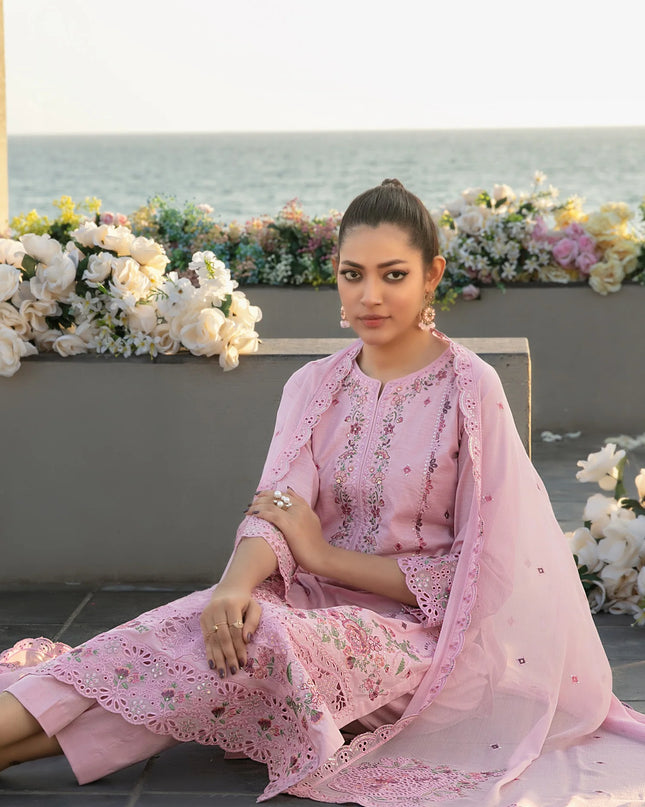 Fancy Embroidered Lawn with Chiffon Dupatta 3Pc - Tawakkal 2026