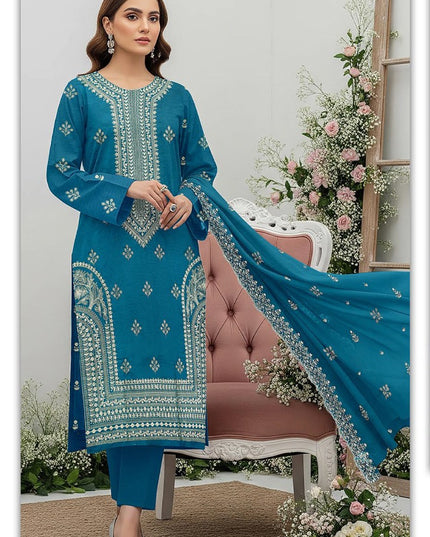 Embroidered Bana Dora Lawn with Cut Work Bamber Dupatta 3Pc - Hooria Tahir