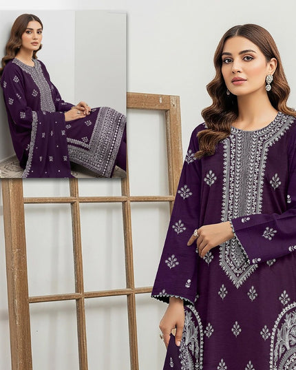 Embroidered Bana Dora Lawn with Cut Work Bamber Dupatta 3Pc - Hooria Tahir