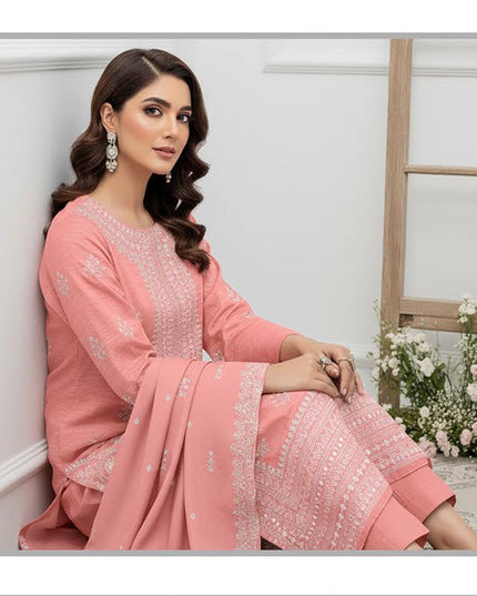 Embroidered Bana Dora Lawn with Cut Work Bamber Dupatta 3Pc - Hooria Tahir