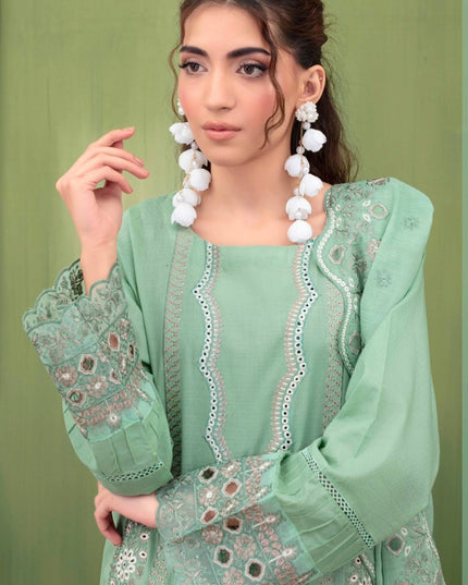 Embroidered Dobby Lawn with Makhmal Dupatta 3Pc - Gull e Rukh (Border) Book #608